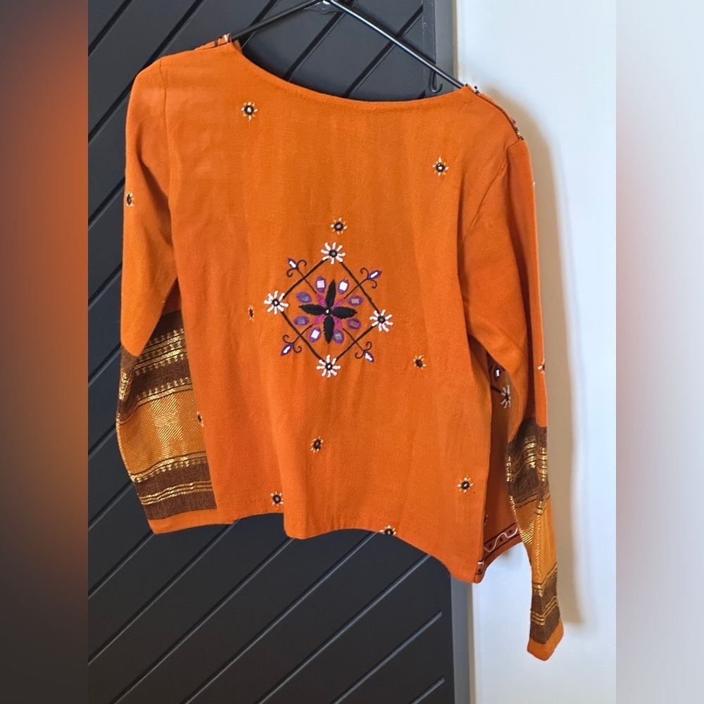 Boho jacket. Open jacket, no buttons. Embroidered, mirror work. Size S. - Picture 5 of 5